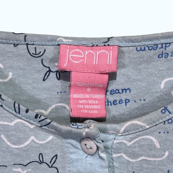 Jenni 2PC Counting Sheep Pajama Lounge Set 100% Cotton Blue White Size S - Picture 5 of 16